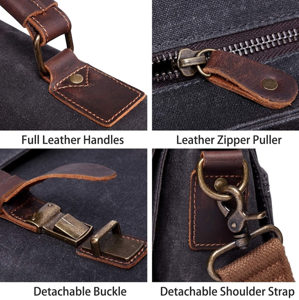 🌟Best Seller🌟 Waxed Canvas Leather Bag Work - Picture 7 of 11